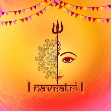 Durga Puja celebration poster. Graba dance and dandiya night abstract. Stock Illustration