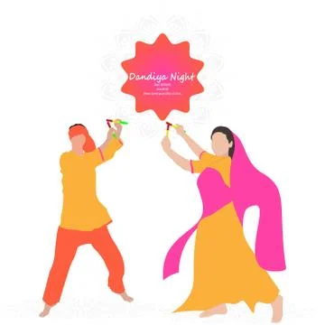 Durga Puja celebration poster. Graba dance and dandiya night abstract. Stockillustratie