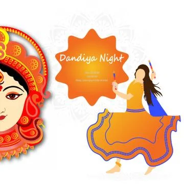 Durga Puja celebration poster. Graba dance and dandiya night abstract. Stock Illustration