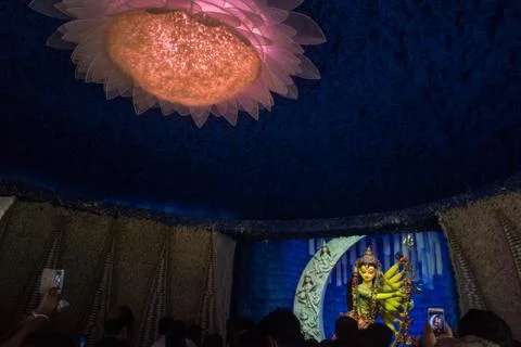 Durga puja theme style pandal at jodhpur park kolkata Stock Photos