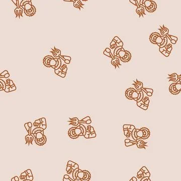 Durga trident trishul line seamless pattern Stock Illustration