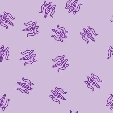 Durga trident trishul line vector seamless pattern Stock Illustration