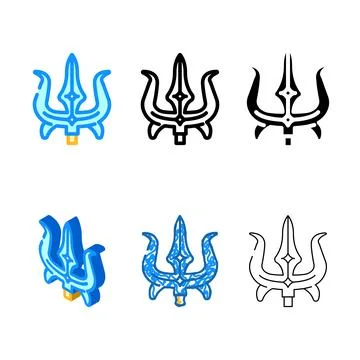 Durga trident trishul stylized color icon vector Stock-Illustration