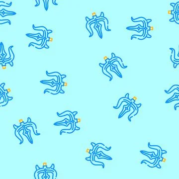 Durga trident trishul vector seamless pattern Stock Illustration