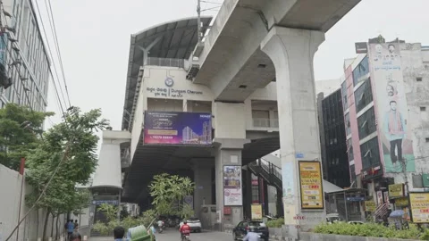 Durgam cheruvu metro train station in hy... | Stock Video | Pond5