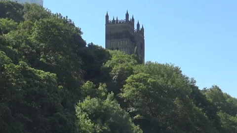 Durham Cathedral and trees Stock Footage 94924613