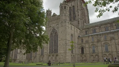 DURHAM CATHEDRAL WITH TREES. 4K Stock Footage 77609893