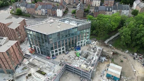 Durham City Center Milburngate Development Construction Site Stock Footage 225338700