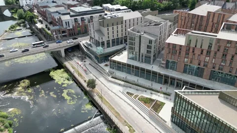 Durham City Center Milburngate Development Construction Site Stock Footage 225341423