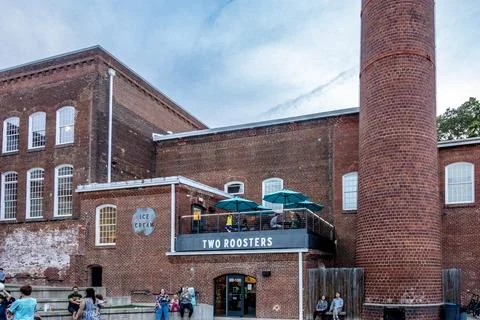 Durham, NC - US - May 2, 2025 Golden Belt Campus, at 800 Taylor St in Mill. Stock Photos