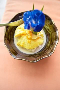 Durian and sticky rice Stock Photos