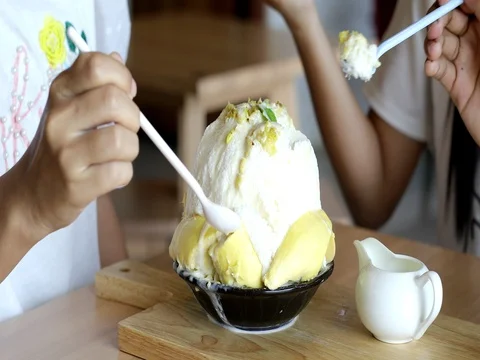 Durian Cool Ice Cream Dessert Stock Footage 76640341