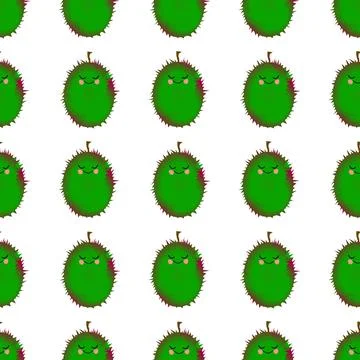 Durian Exotic fruit pattern. Vector illustration. Green. Barbed.. Illustrazione stock