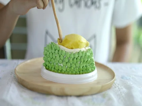 Durian fruit cake Stock Footage 76636021