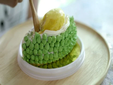 Durian fruit cake Stock Footage 76636092