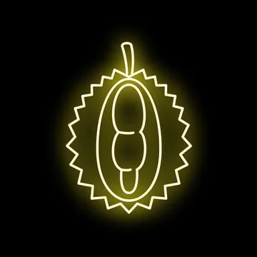 Durian fruit glowing neon light line art Stock Illustration