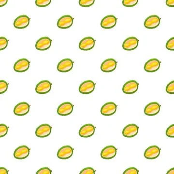 Durian fruit halves forming a repeating tropical food pattern Stock Illustration