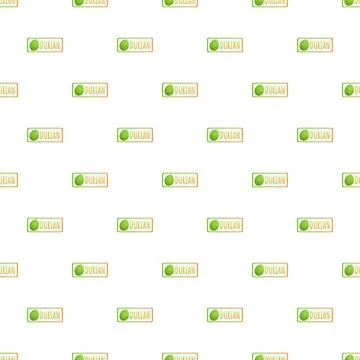 Durian fruit labels seamless repeating pattern background design Stock Illustration