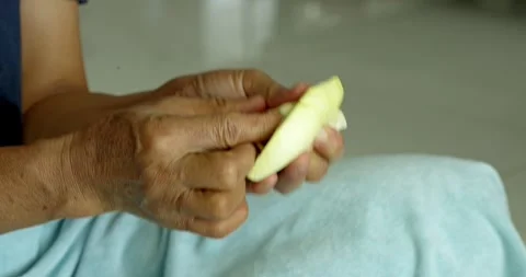 Durian fruit preparation home kitchen food process indoor setting close-up view Stock Footage 337486879