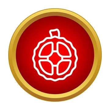 Durian fruit section outline icon in red circle Stock Illustration