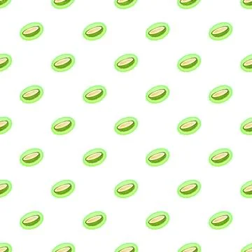 Durian fruit seed green half seamless pattern Stock Illustration