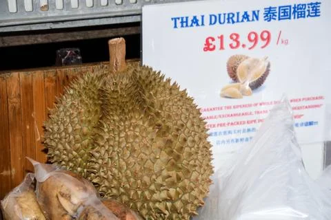 The durian is the fruit of several tree Stock Photos