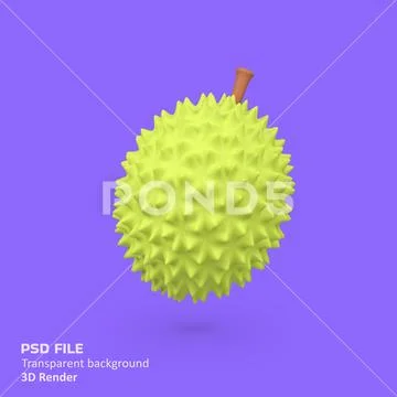 Durian isolated 3d render icon illustration PSD Template
