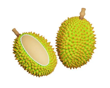 Durian isolated from white background. 3d rendering Stock Illustration