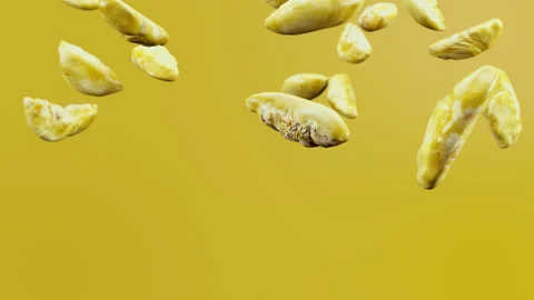Durian Peel fruit drop down falling from top. 3D animation. Selective focus. Stock Footage 130305434