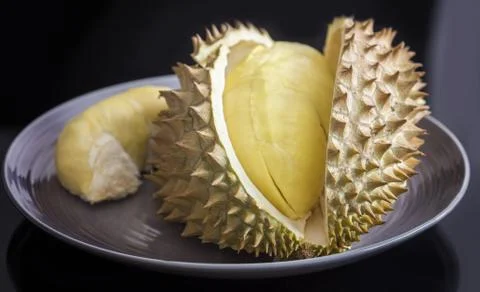 Durian on the plate Stock Photos