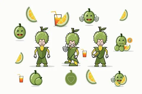 Durian set Illustrazione stock