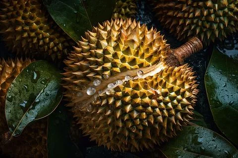 Durian set, summer fruit Stock Photos