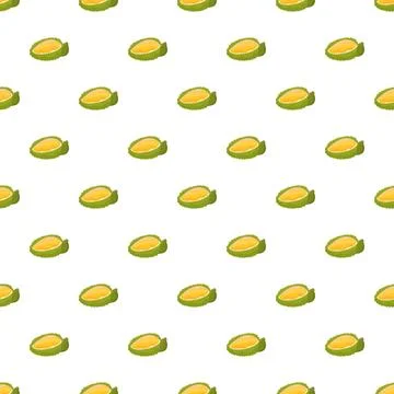 Durian tropical fruit pulp seamless pattern background Stock Illustration