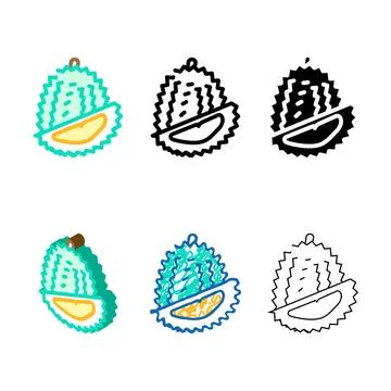 Durian types fruit color icon vector Stock Illustration
