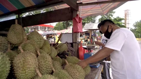 Durian Vendor Stock Footage 141391463