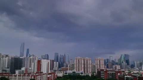 Before, during and after rain timelapse. Guangzhou, China. Stock Footage