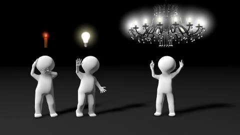 During a brainstorming session, metaphor showing several ideas. Stock Illustration