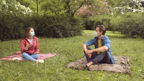 During the coronavirus lockdown crisis. Relations, friendship and love concept Stock Footage 137665285