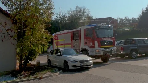 During fire brigade training, a Gasilci - a Slovenian term for fire Stock Footage 96676282