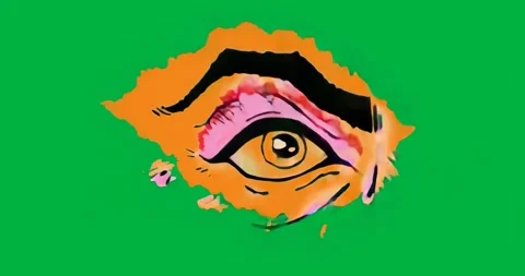 During frames revealing stylized eye on transparent layer while glitch effect Stock Footage 317212884