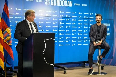  during a Ilkay Gündogan presentation at Ciutat Esportiva Joan Gamper, in .. Stock Photos