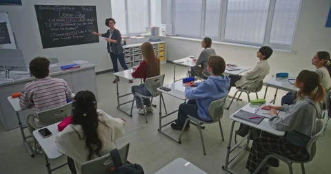 During Lecture on Game Development, Teacher Explains Topic and Asks Questions Stock Footage 321012966