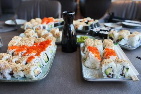 During a master class self made sushi ready to eat Stock Photos