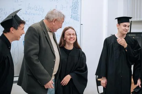 During the presentation of diplomas on the completion of studies at the Stock Photos