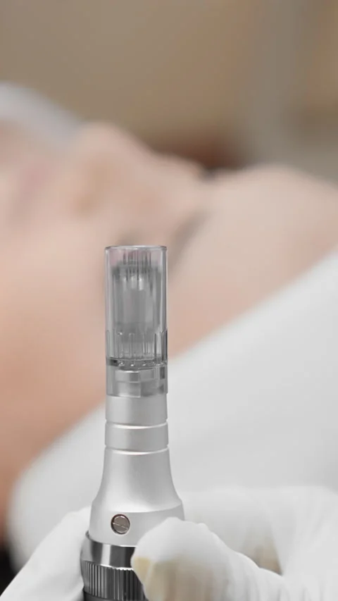 During a professional microneedling treatment, a precise approach is being Stock Footage 277907994