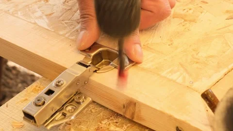 During screw installation, drill head slips. Unsuccessful attempt to fasten scre Stock Footage 332875260