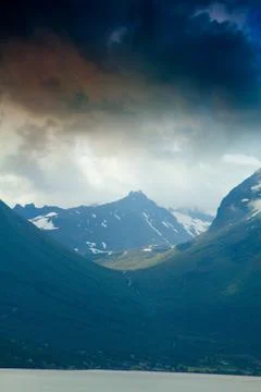 During a storm in the mountains lightning. Stock Photos