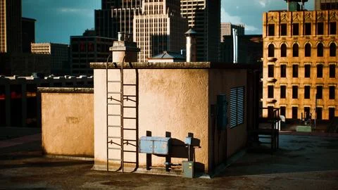 During sunrise the rooftops of Manhattan Ilustración de archivo