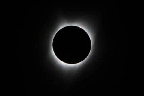 During the total solar eclipse, the Suns corona, only visible during the .. Fotos Stock