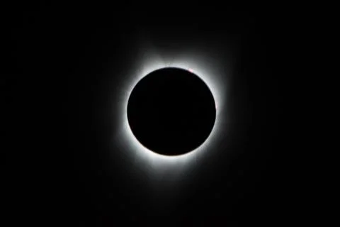 During the total solar eclipse, the Suns corona, only visible during the to.. Fotos Stock